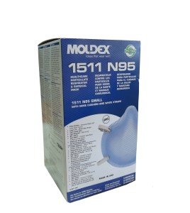 Small size Moldex N95 particulate respirator. Protects from solids, liquids, biological and non-oil based particles. 99% BFE.