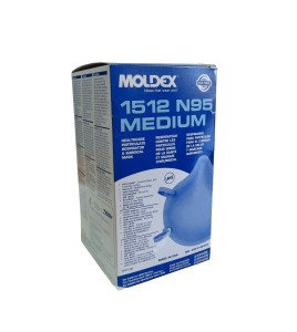 Medium size Moldex N95 particulate respirator. Protects from solids, liquids, biological and non-oil based particles. 99% BFE.