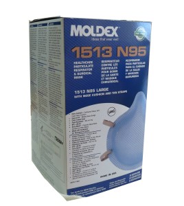 Large size Moldex N95 particulate respirator. Protects from solids, liquids, biological and non-oil based particles. 99% BFE.