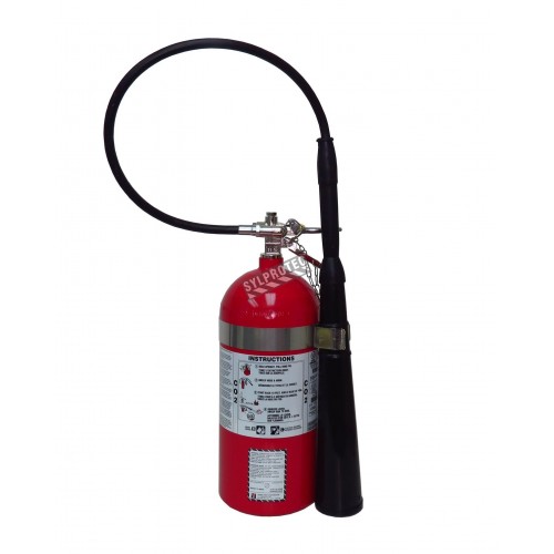 Portable fire extinguisher with CO2, 10 lbs, type BC, ULC 10BC, with wall hook. Best for electrical fires.