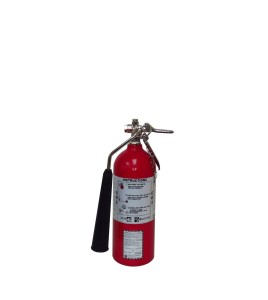 Portable fire extinguisher with CO2 5 lbs, type BC, ULC 10BC, with wall hook. Best for electrical fires.