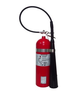 Portable fire extinguisher with CO2, 15 lbs, type BC, ULC 10BC, with wall hook. Best for electrical fires.