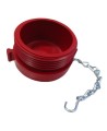 Outer threaded plastic cap for fire department (Siamese) connection, 2.5 inch, with chain for Quebec