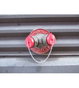 Outer threaded plastic cap for fire department (Siamese) connection, 2.5 inch, with chain for Quebec