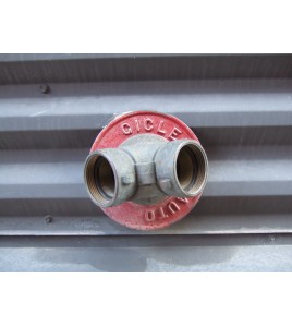 Outer threaded plastic cap for fire department (Siamese) connection, 2.5 inch, with chain for Quebec