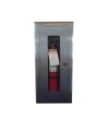 Semi-recessed built-in stainless steel cabinet for 10 lbs powder fire extinguishers. Great for food industry.