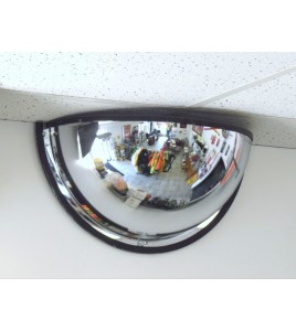 Acrylic half dome convex mirror, for 180-degree view in a T-intersection.