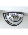 Acrylic half dome convex mirror, for 180-degree view in a T-intersection.