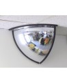 Acrylic quarter dome convex mirror, for installation indoors in a 90-degree corner.