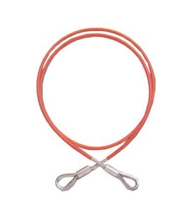 PVC coated galvanized steel cable sling for fall protection. Flexible anchorage connector with 2 swaged eyes