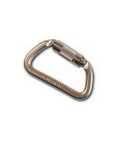 Dentec's semi-automatic self-locking D-shaped carabiner. ¾" opening, withstands 6744 lbs (30 kN) of force