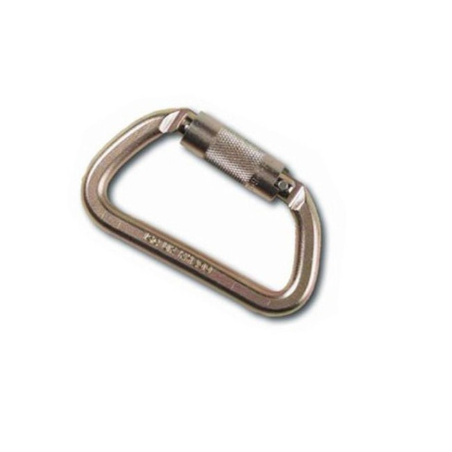 Dentec's semi-automatic self-locking D-shaped carabiner. ¾" opening, withstands 6744 lbs (30 kN) of force