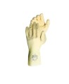 Natural rubber latex unsupported chlorinated textured unflocked safety glove. 12 in long and 18 mils thick.