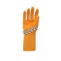 Natural orange rubber latex unsupported textured & flock-lined safety glove. 13 in long and 30 mils thick.