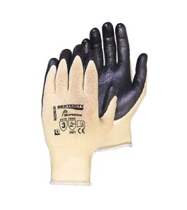 Gants anti-coupure A3 Dexterity compatibles avec les écrans tactiles, faits de Kevlar avec paume enduite de nitrile.