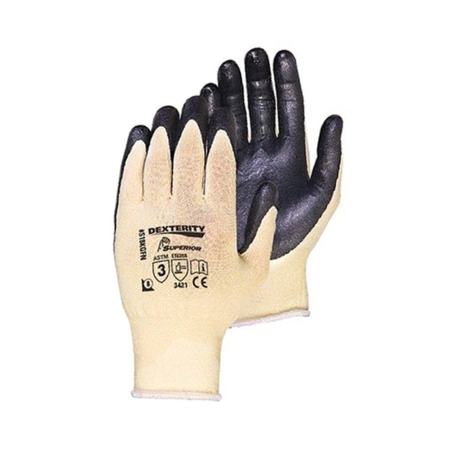 Gants anti-coupure A3 Dexterity compatibles avec les écrans tactiles, faits de Kevlar avec paume enduite de nitrile.