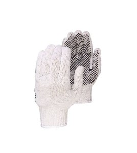 Gloves made of jersey with PVC dotted grip on one side, large, 12 pairs/pkg.