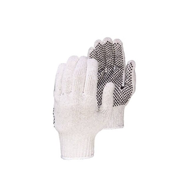 Gloves made of jersey with PVC dotted grip on one side, large, 12 pairs/pkg.