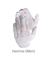 Mens’ inspection gloves, lightweight bleached cotton.