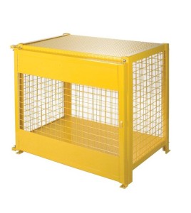 Storage cabinet for liquid propane cylinders. Capacity 6 cylinders of 35 lbs. CSA compliant.