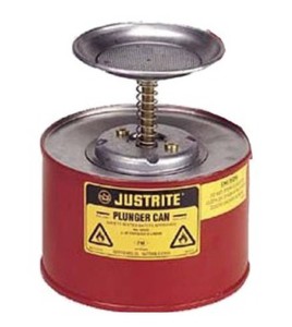 Steel solvent dispenser, 1 gallon, FM, UL, OSHA approved.