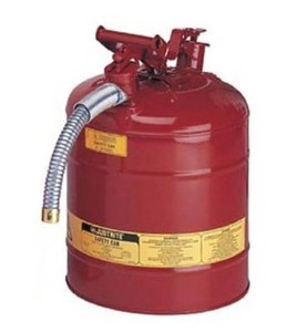 Steel flammable liquids container, type 2, 5 gallons, approved FM, UL, OHSA.