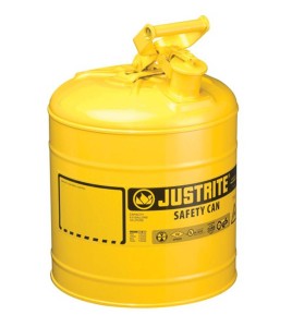 Yellow steel flammable liquids container, type 1, 5 gallons, approved FM, UL,OHSA