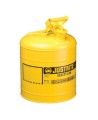 Yellow steel flammable liquids container, type 1, 5 gallons, approved FM, UL,OHSA