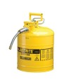 Yellow steel flammable liquids container, type 2, 5 gallons, approved FM, UL, OHSA.