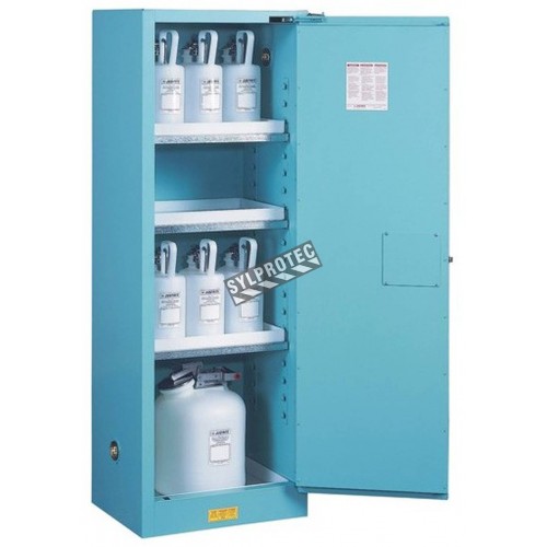 Armoire verticale compacte pour liquides acides et corrosifs. Capacité 22 gallons US (83 L). Approuvée FM.