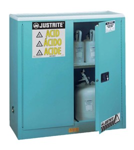 Safety storage cabinet for acids and corrosive liquids. Capacity 30 US gallons (114 L). FM listed, NFPA 30 and OSHA compliant.