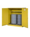 Justrite flammable liquid storage cabinet, capacity 110 gallons.