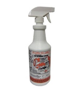 "Inspecta-Shield Plus" fire retardant solution, 1 quart (950 ml) bottle with spray nozzle. Against type A fires, certified UL.