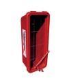 Surface-mounted outdoors plastic cabinet for 20 lbs extinguishers.