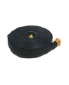 Try-Me heavy-duty double-jacket hose, 1.5 in x 50 ft, polyurethane and polyester with brass coupling.