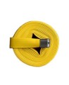 Flashflood 500 industrial double-jacket fire hose, yellow synthetic nitrile rubber, 1.5 in x 50 ft, with aluminium coupling.