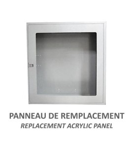 Acrylic replacement panel for surface-mounted fire hose cabinet, 24 inches x 24 inches