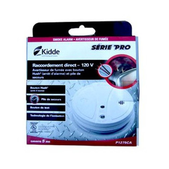 Ionization smoke detector, 120 V AC and 9 V.