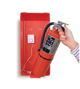 Cabinet alarm for portable fire extinguisher, great for reducing extinguisher theft.