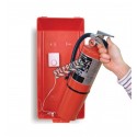 Cabinet alarm for portable fire extinguisher, great for reducing extinguisher theft.