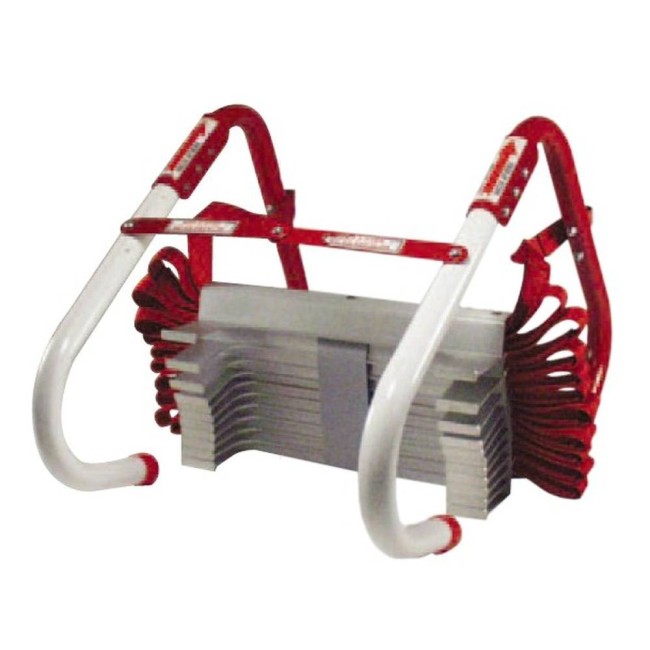 Foldable emergency escape ladder, 7.6 meters (25 feet), for 3-storey buildings.