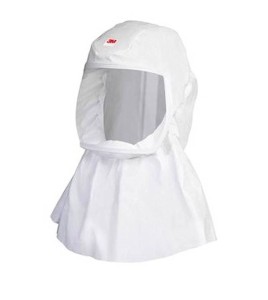 3M white S-series polypropylene hood for respiratory protection systems in health, food and pharmaceutical sectors. S/M size.