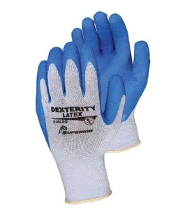 Dexterity® polycotton knit gloves with wrinkle-grip latex coating. ASTM/ANSI puncture level 2 & abrasion level 3. S to XXL size