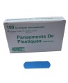 Blue plastic detectable bandages, 2.5 x 7.5 cm (1 x 3 in), 100/box.