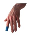 Blue fabric detectable bandages for fingertips, 4.4 x 7.5 cm (1 7/8 x 3 in), 50/box.