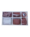 Elastic fabric bandages, assorted sizes, 101/box, with storage box.