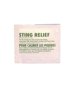 AfterBite pads for insect stings, 10/box.