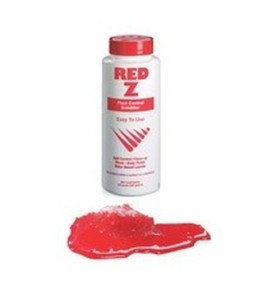 Poudre agglomérante Red-Z pour nettoyage des liquides corporels.