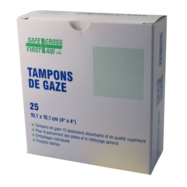 Sterile gauze pads, 4 x 4 in, 25/box.