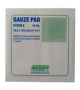 Sterile gauze pads, 4 x 4 in, 25/box.